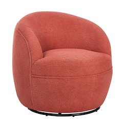 Galleria 360 Swivel Teddy Sherpa Barrel Chair, Coral