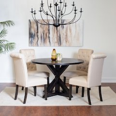 Nylander 5-Pc Dining Set, Cross-Buck Dining Table with 4 Stylish Chairs, Tan