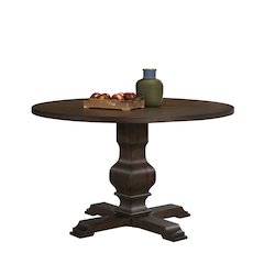 Havre Burnish Oak Finished Wood Pedestal Round Dining Table