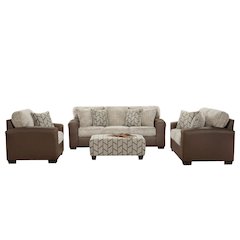 Marvella 4-Piece Living Room Set, Chocolate Faux Leather