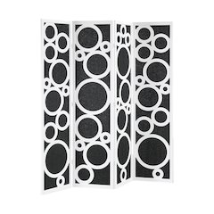 4-Panel Room Divider, Decorative Folding Freestanding Privacy Screen, White