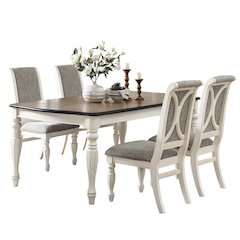 Belleza French Country 5-PC Dining Set in Antique White and Weathered Oak Finish