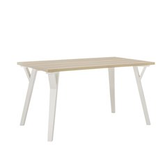 Alwynn Contemporary Rectangular Dining Table, White and Natural Wood