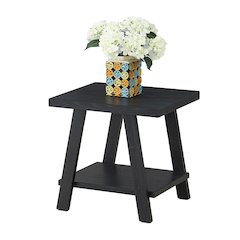 Athens Contemporary Replicated Wood Shelf End Table in Black Finish
