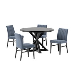 Walton 5-Piece Round Cross-Buck Table with 4 Side Chairs