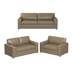 Sakan Leather 3-Pc Living Room Set, Sofa Loveseat and Chair, Beige