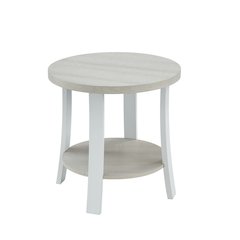 Anze Contemporary Round Wood Shelf End Table in White Finish