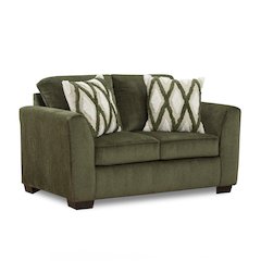 Marvella Living Room Loveseat with Mosswood Chenille Upholstery, Accent Pillows