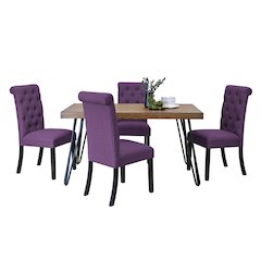 Ashford 5-Pc Dining Set, Hairpin Dining Table with 4 Chairs, Purple