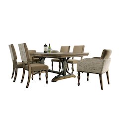 7-Piece Extendable Table with Nailhead Armchairs Dining Set, Driftwood