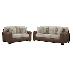 Marvella 2-Piece Living Room Sofa and Loveseat Set, Chocolate Faux Leather