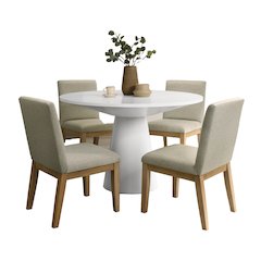 Rocco 5-Pc 48'' Pedestal Dining Set, Round Pedestal Table with 4 Chairs