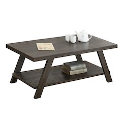 Athens Contemporary Wood Shelf Coffee Table in Weathered Espresso