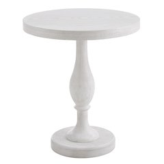 Solmere 22" Round Wood Pedestal End Table, White