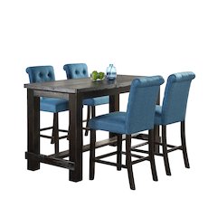 Leviton Antique Black Finished Wood 5-Piece Counter Height Dining Set, Blue