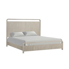 Tavari Wood Panel Bed, Light Gray Finish, Queen