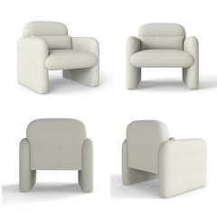 Dylan Modern Upholstered Barrel Armchair, Cream White