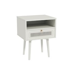 Feeney Dual-tier Storage Nightstand, Side Table, Cream White