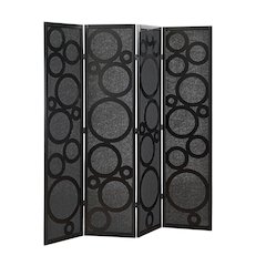 4-Panel Room Divider, Decorative Folding Freestanding Privacy Screen, Black