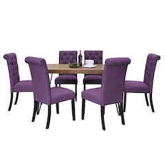 Ashford 7-Pc Dining Set, Hairpin Dining Table with 6 Chairs, Purple