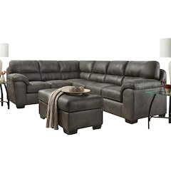 Tirana Contemporary Fabric Pillow-top Arm Sectional Sofa with Ottoman