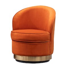 Wania Contemporary Velvet Swivel Chair, Orange