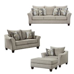 Camero Platinum Fabric 4-Piece Living Room Set