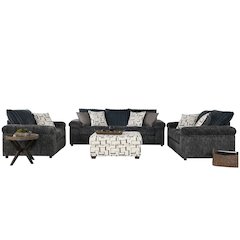 Nason Wide Wale Corduroy Living Room 4-Piece Sofa Set, Charcoal