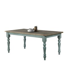 Prato Blue and Brown Two-Tone Finish Wood Dining Table