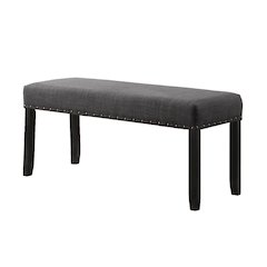 Biony Gray Fabric Dining Bench with Nailhead Trim