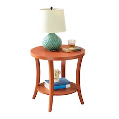 Perth Round End Table with Shelf, Orange