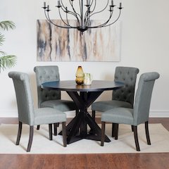 Nylander 5-Pc Dining Set, Cross-Buck Dining Table with 4 Stylish Chairs, Gray