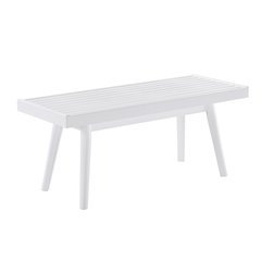Larwich Solid Wood Slatted Bench, 41 Wide, White