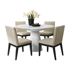 Rocco 5-Pc 48'' Pedestal Dining Set, Round Pedestal Table with 4 Chairs