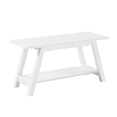 Elyz Solid Wood Bench with Shelf, 36 Inch Long, White