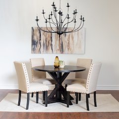 Mytzi 5-Pc Dining Set, Cross-Buck Dining Table with 4 Stylish Chairs, Tan