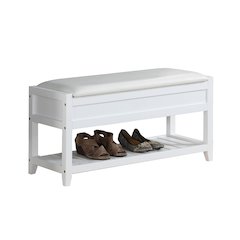 Rouen Clean White Seating Bench with Shoe Storage