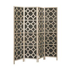 4-Panel Room Divider, Decorative Folding Freestanding Privacy Screen, Gold