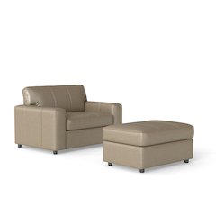 Sakan Leather Upholstered 2-Piece Living Room Set, Cutler Chair and Ottoman