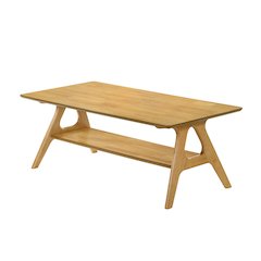 Arona Mid-Century Modern Wood Shelf Coffee Table, Natural Oak Finish