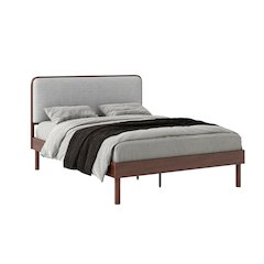 Wyller Rubberwood Platform Bed, Natural Walnut Finish, Queen