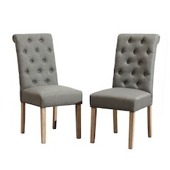 Habit Gray Solid Wood Tufted Parsons Dining Chair, Set of 2