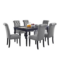 Leviton Urban Style Dining Set: Table and 6 Chairs, Gray