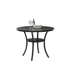 Biony Dining Collection Espresso Wood Counter Height Nailhead Round Dining Table