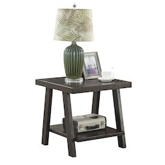 Athens Contemporary Wood Shelf End Table in Weathered Espresso