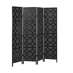 4-Panel Room Divider, Decorative Folding Freestanding Privacy Screen, Black