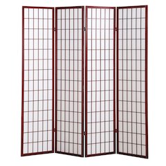 Japp 4 Panel Oriental Shoji Screen / Room Divider, Cherry