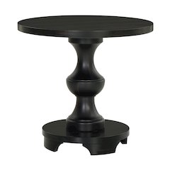 Caesar Traditional Round Pedestal End Table, Black