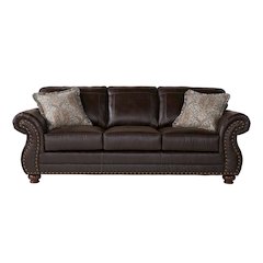 Leinster Faux Leather Upholstered Nailhead Sofa in Espresso