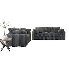 Belvoir 2-Piece Living Room Set, Sofa and Loveseat, Charcoal